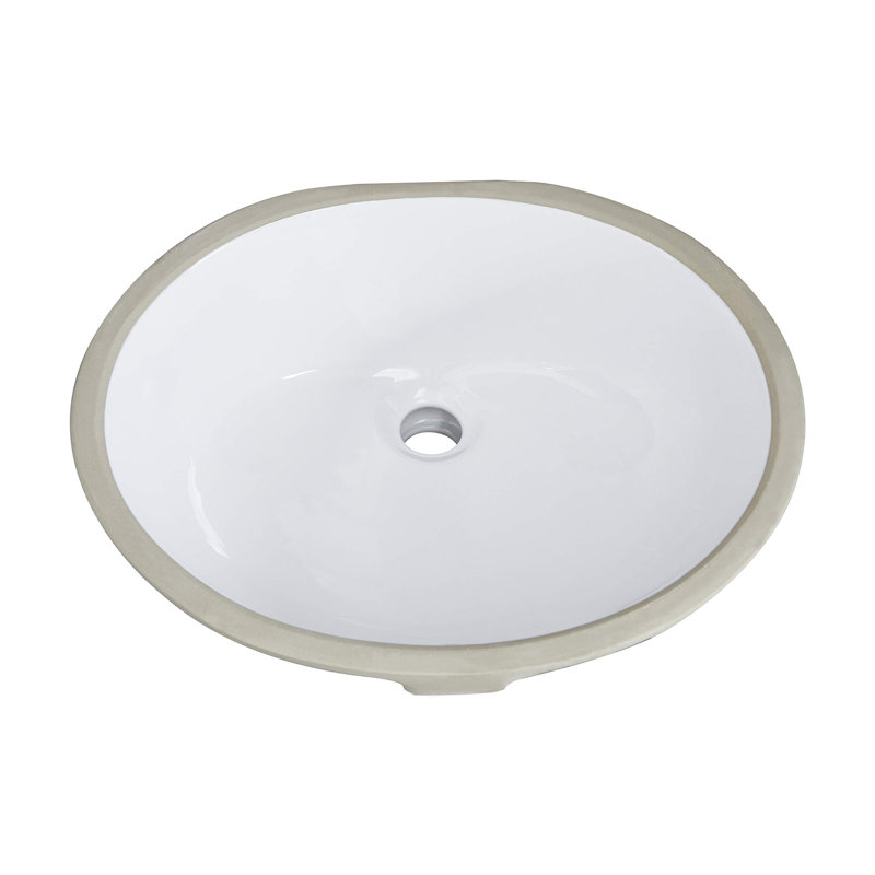 Topcraft White Ceramic Oval Undermount Bathroom Sink