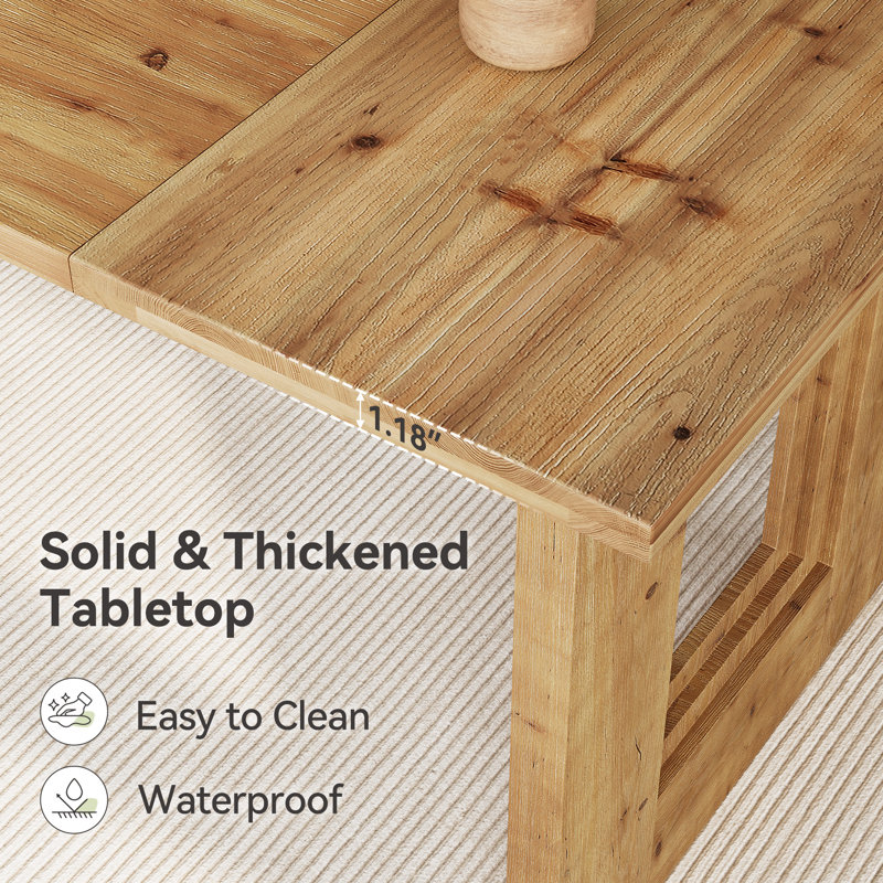 Solid Wood Dining Table, 63-Inch Rectangle Kitchen Table for 6 People