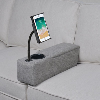 Smart Armrest 6" Wide Adjustable Sofa Armrest with LED Light and Wireless Charge Stand Seamlessly Fit Sectional Sofas by Ebern Designs