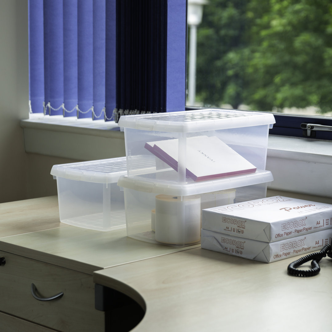 B&Q -  Clip 3X 10.5L Rectangular Plastic Storage Boxes With Clip Lock Lids. Ideal For HomeOfficeToys & MoreClear/clear - Image 6