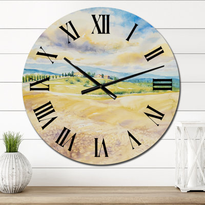 Horloge murale rustique, paysage italien rustique