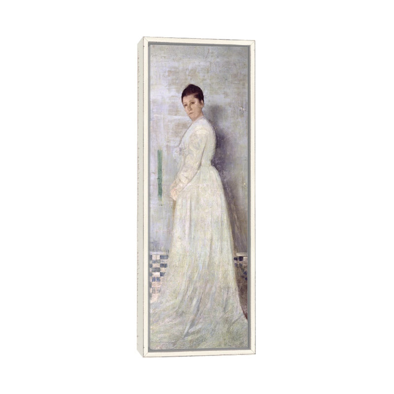 Harmonie en blanc et bleu - reproduction d'art murale - toile encadrée, 72 po x 24 po, Toile avec cadre, Blanc patiné
