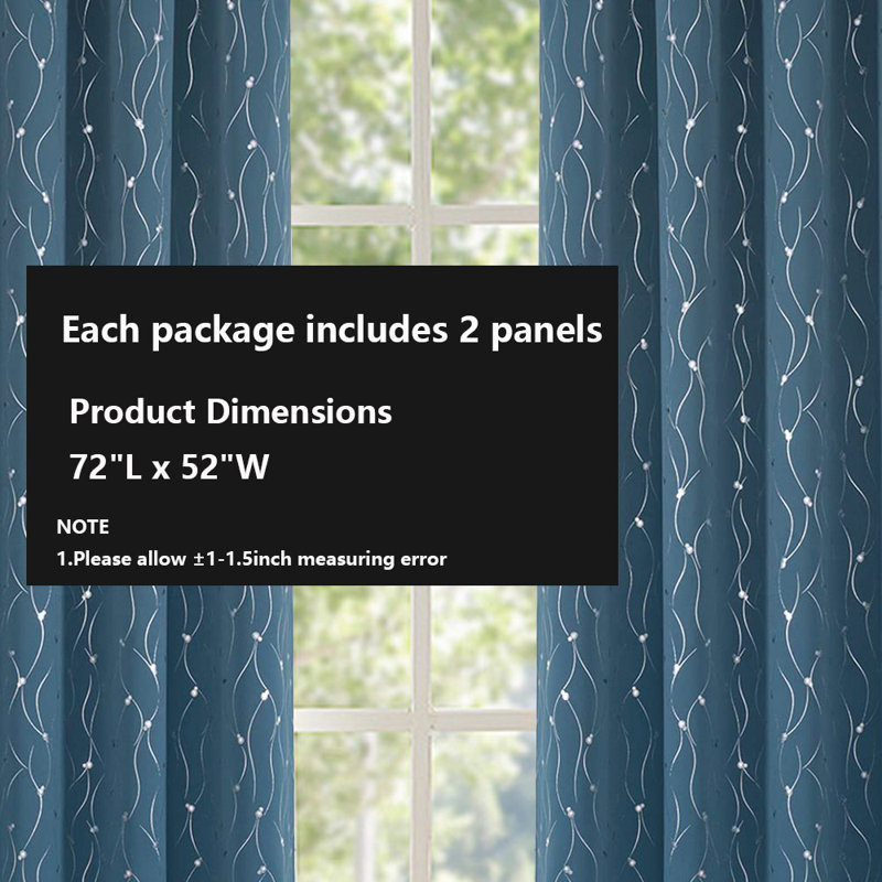 Room Darkening Curtains,2 Panels Set, 52" W x 72" L