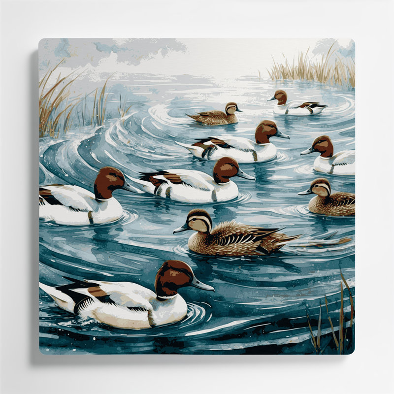 Oiseau commun, art mural bleu Merganser, H 12 po x l 12 po