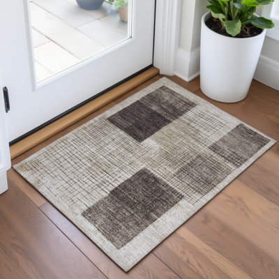 Tapis intérieur / extérieur brun lavable à la machine Xhevrie
