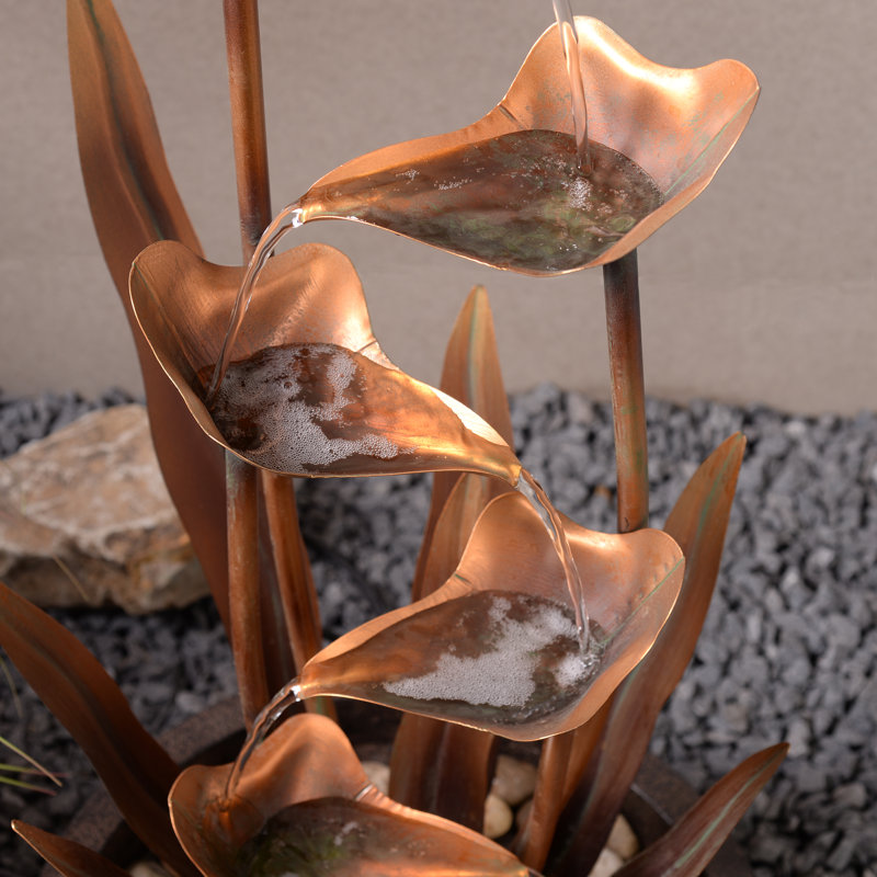 Metal Floor Fountain, Copper, 35.03" H x 14.96" W x 14.96" D