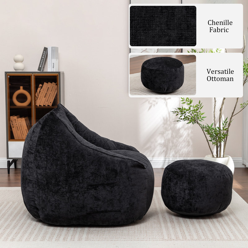 Fabric Bean Bag Chair, Black