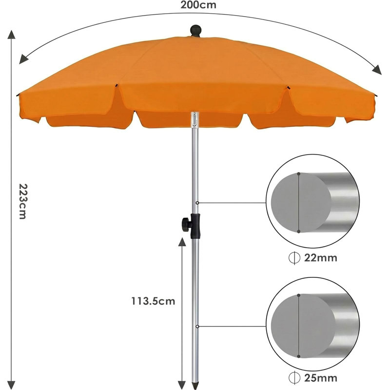 180cm Balcony Parasol, Orange