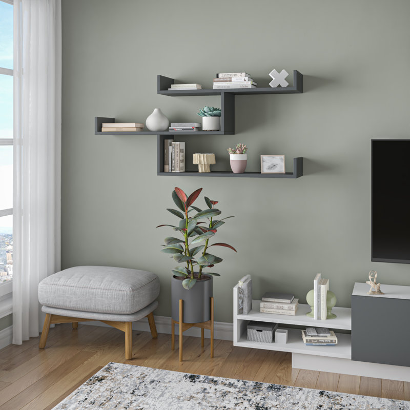 Ramage 3 Piece Floating Shelf, Anthracite