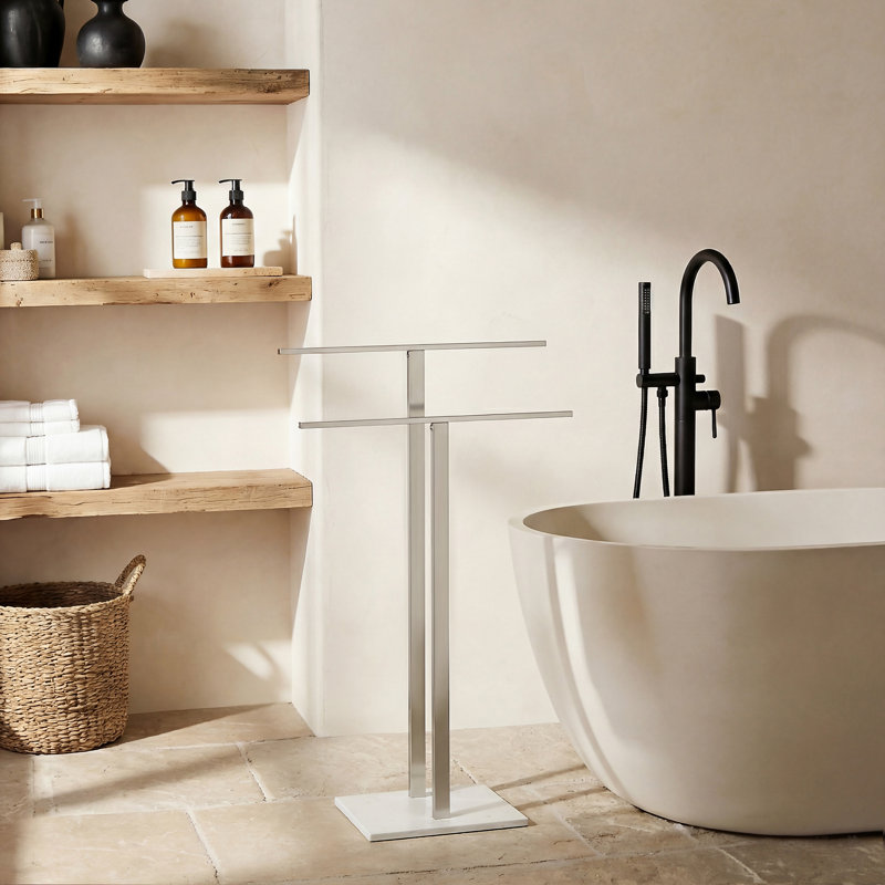 Freestanding Towel Rack, Brushed Nickel