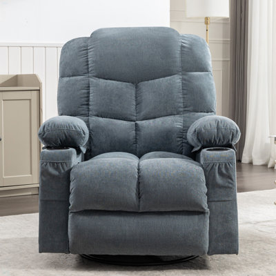 Massage Rocker Recliner Chair Rocking Chairs For Adults Oversized With 2 Cup Holders, USB Charge Port Soft Features A Manual Massage And Heat