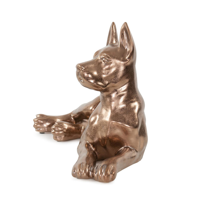 Tashenna Antique Brass Ceramic Shepard Sculpture