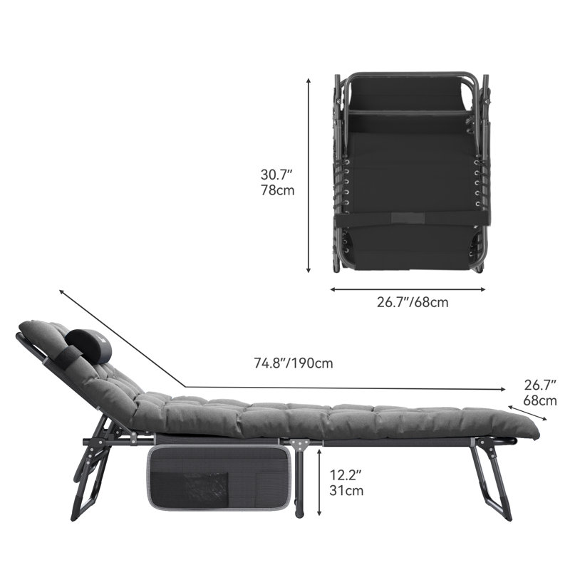 Chaise longue d'extérieur convertible en acier thermolaqué (ensemble de 2), Gris clair