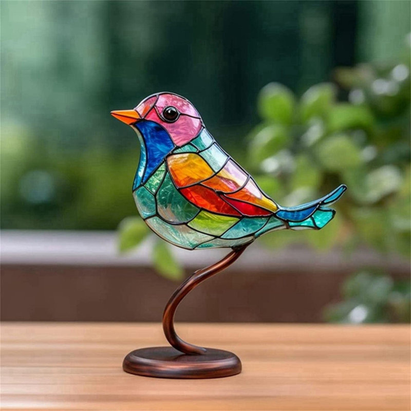 Ornement de statue d'oiseaux colorés