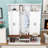 Entryway Hall Tree with Bench, 3 Top Cubbies, 6 Hooks, Side Cabinets and Shoe Storage-129699239