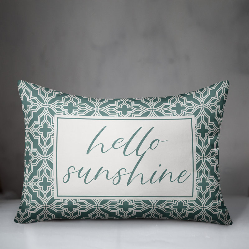 Housse de coussin rectangulaire d'extérieur Hello Sunshine Quatrefoils, Bleu sarcelle