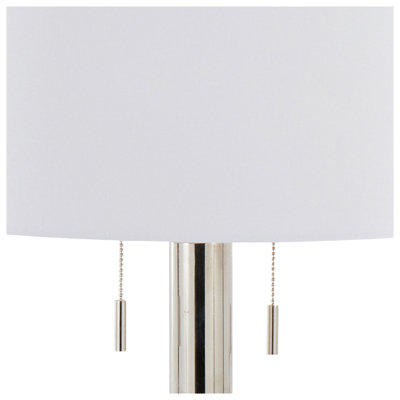 Master 29'' Contemporary Polished Nickel Table Lamp Set with White Linen Drum Shade, 2-Pack Modern Lighting for Bedroom Living Room