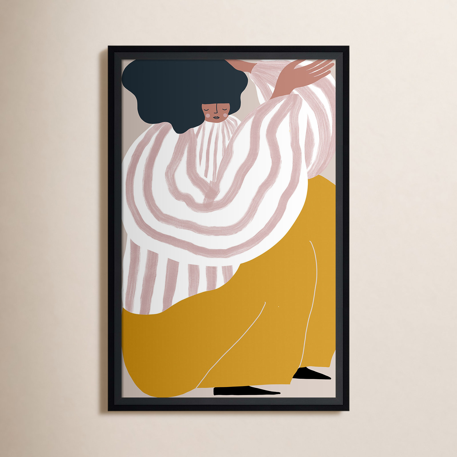 Quarantine Series Portrait 1 Print, Black, 21" H x 14" W x 2" D