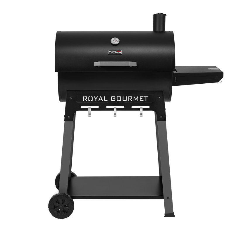 Barbecue au charbon de bois robuste de 28 pouces avec tablette latérale Royal Gourmet, noir