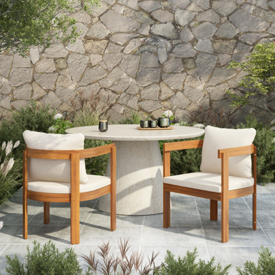 Fauteuils de salle à manger d'extérieur modernes en bois d'acacia avec coussins Modern Coastal