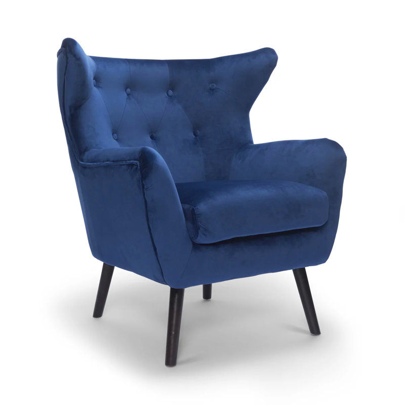 Luis Upholstered Wingback Chair, Blue