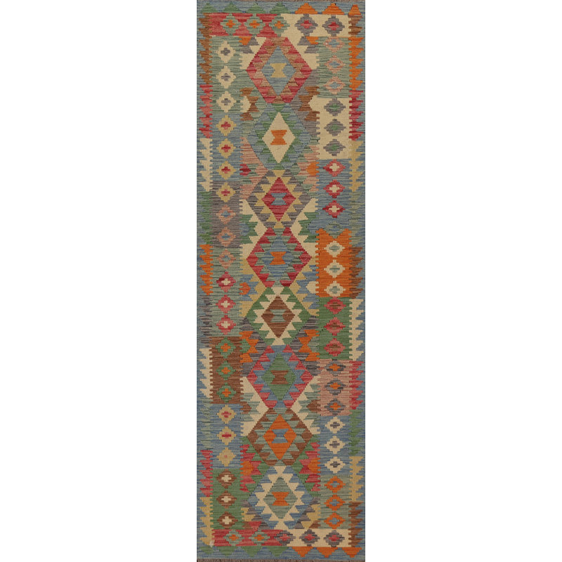 Reversible Wool Kilim Oriental Runner Rug 3x10
