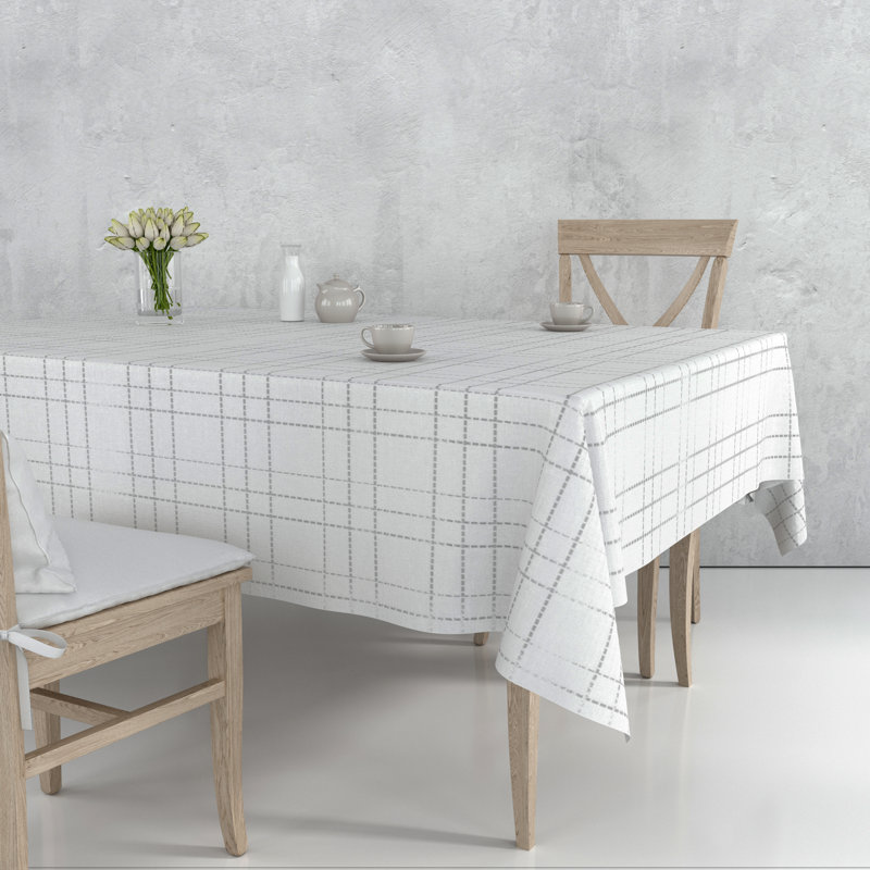 Colgin Plain 100% Cotton Christmas Tablecloth, Silver, 84" x 60"