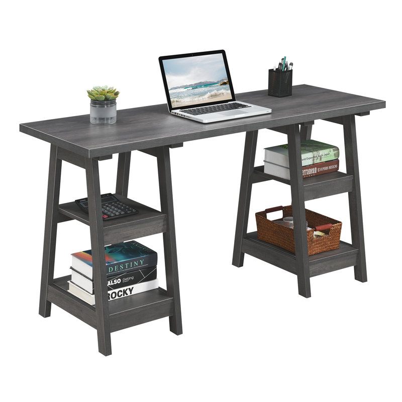 Burke Reversible Computer Desk, Charcoal Gray