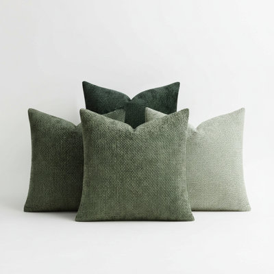 Pack of 4 18x18 Inch Chenille Throw Pillow Covers Soft Decorative Farmhouse Accent Cushion Covers Boho Spring Home Decor for Sofa Bedroom Living Room
