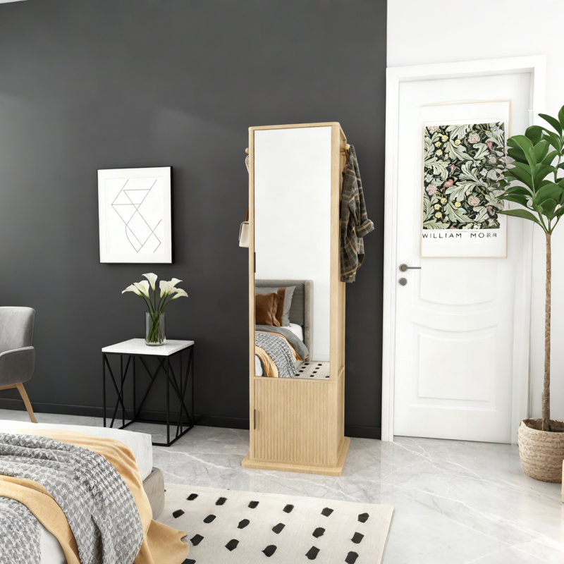 Armoire de maquillage à 360 ° avec miroir et rangement pour bijoux caché