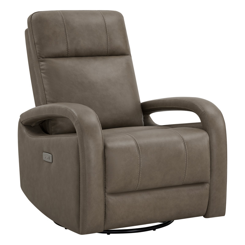 Fauteuil inclinable électrique pivotant en cuir véritable Grain (ensemble de 2), Gris