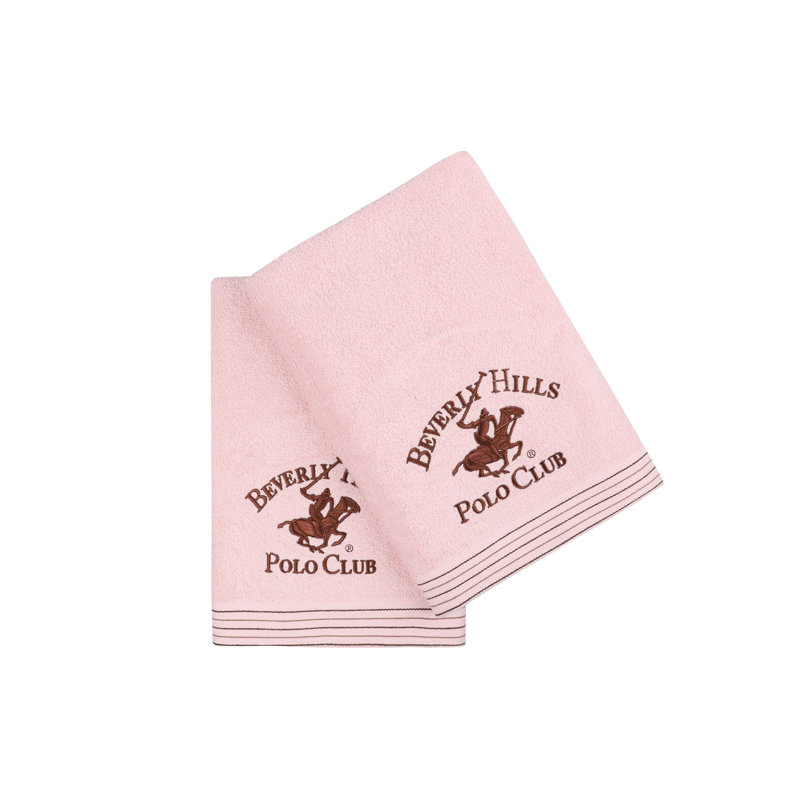 Ensemble de 2 serviettes de bain 100% coton, Rose