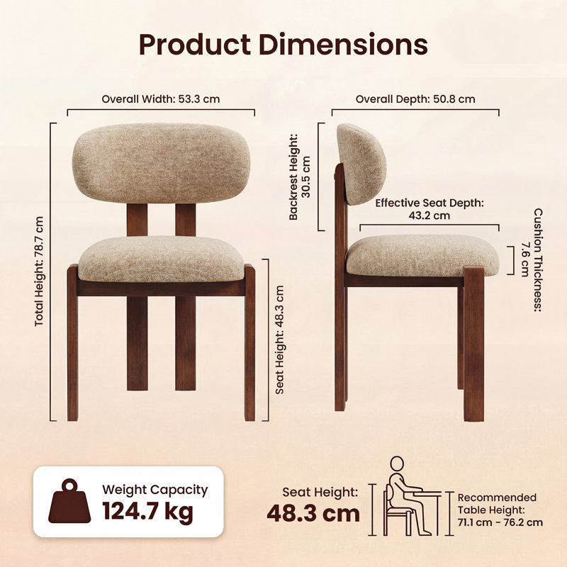 40.5 cm H Fabric Side Chair, Camel/Walnut