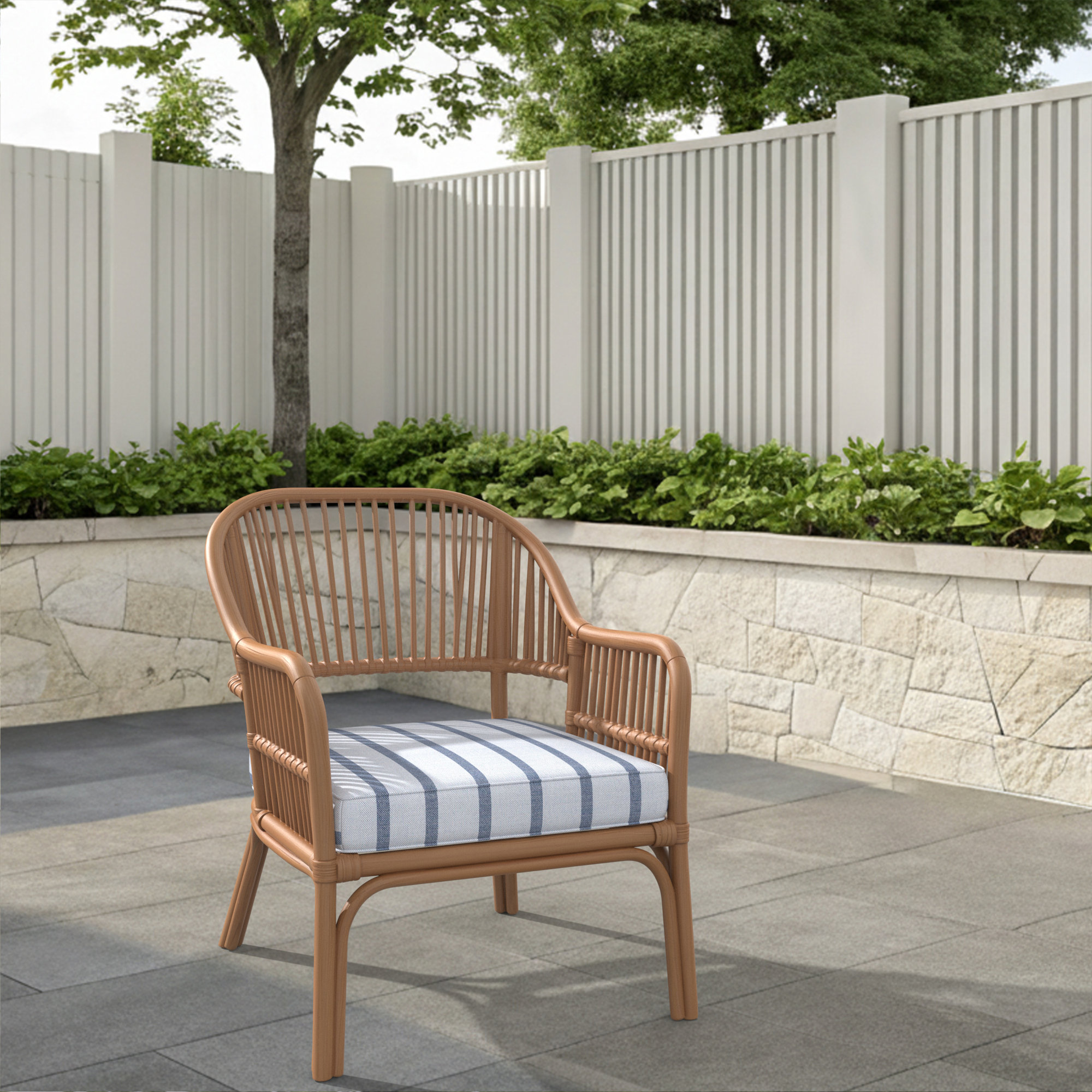 Amala Outdoor Sunbrella® Dining Seat Cushion, Sunbrella Unwind Sky