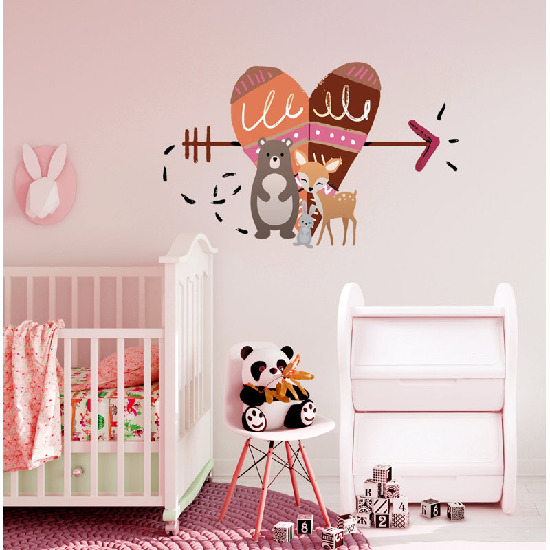Flèche, cœur, animaux, mur, H 33 po x l 49 po