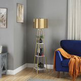 Akram 60.62'' Gold/White Column Floor Lamp