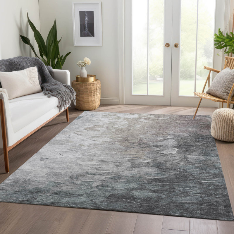 Machine Washable Indoor/Outdoor Cinead ACN1674 Taupe 3' x 5' Rug, Rectangle 9' x 12'