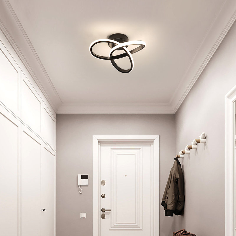 Modern LED Ceiling Light, 20W Modern Spiral Design LED Lamp, Black, 3000K-6000K(Color Temperature Adjustable)