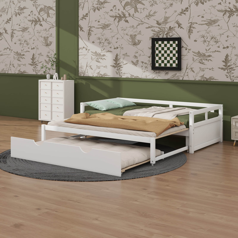 Twin Size Extending Daybed With Trundle, White