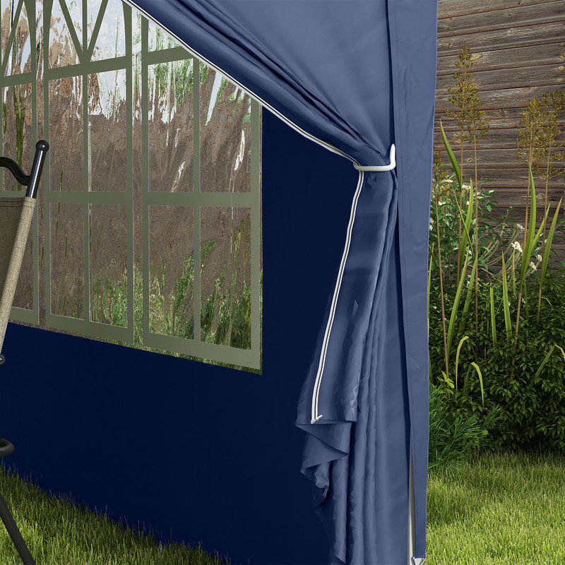 3m x 3m Pop Up Garden Gazebo with Windows & Carry Bag, Blue
