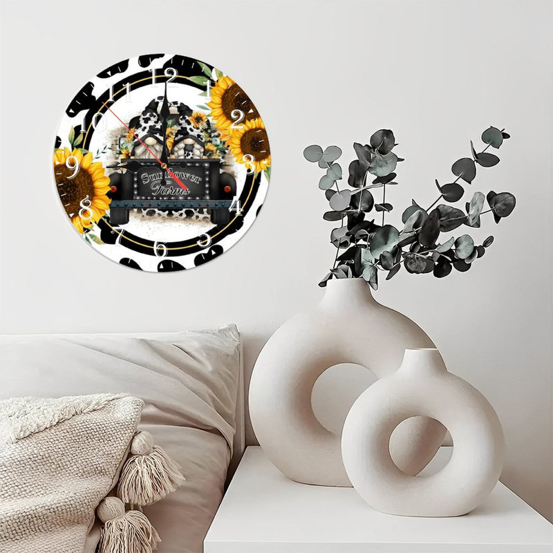 Horloge murale en bois 10 po, mouvement silencieux, à piles (piles AA non incluses), décor artistique, parfait pour les décorations