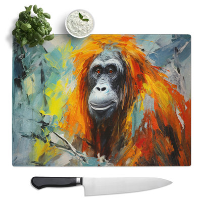 Orangutan Abstract  Glass Chopping Board