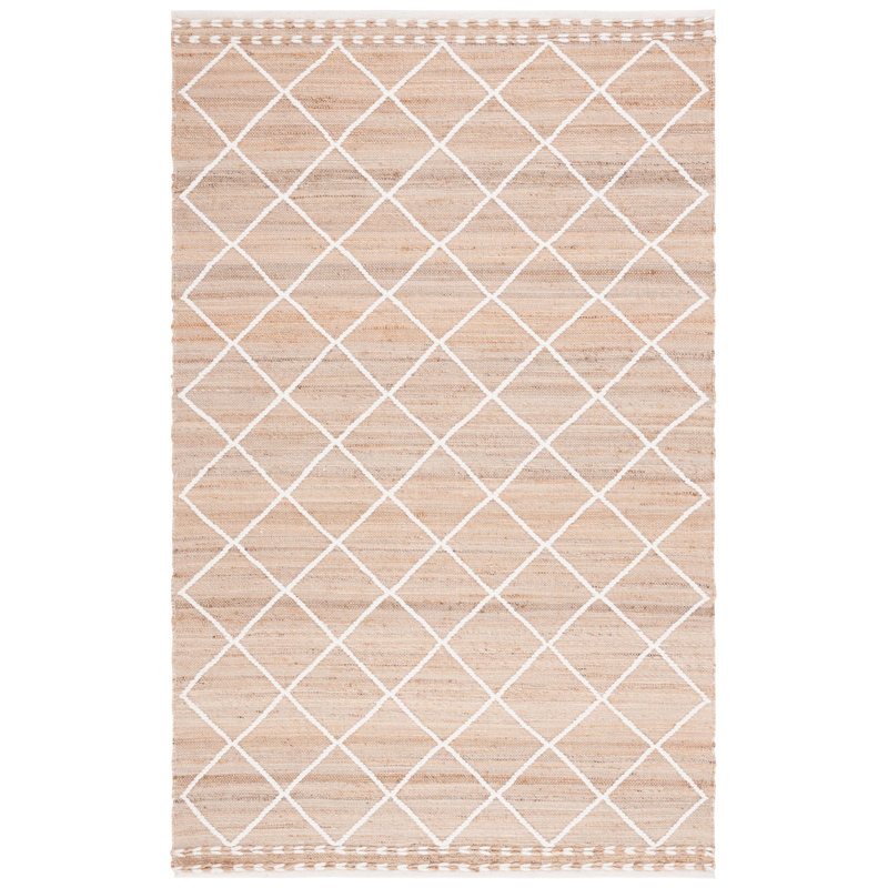 Alta Natural Fiber Hand Woven Jute/Wool/Cotton Geometric Rug in Natural/Ivory, Rectangle 4' x 6'