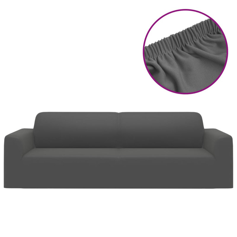 Polyester Box Cushion Sofa Slipcover,  Anthracite
