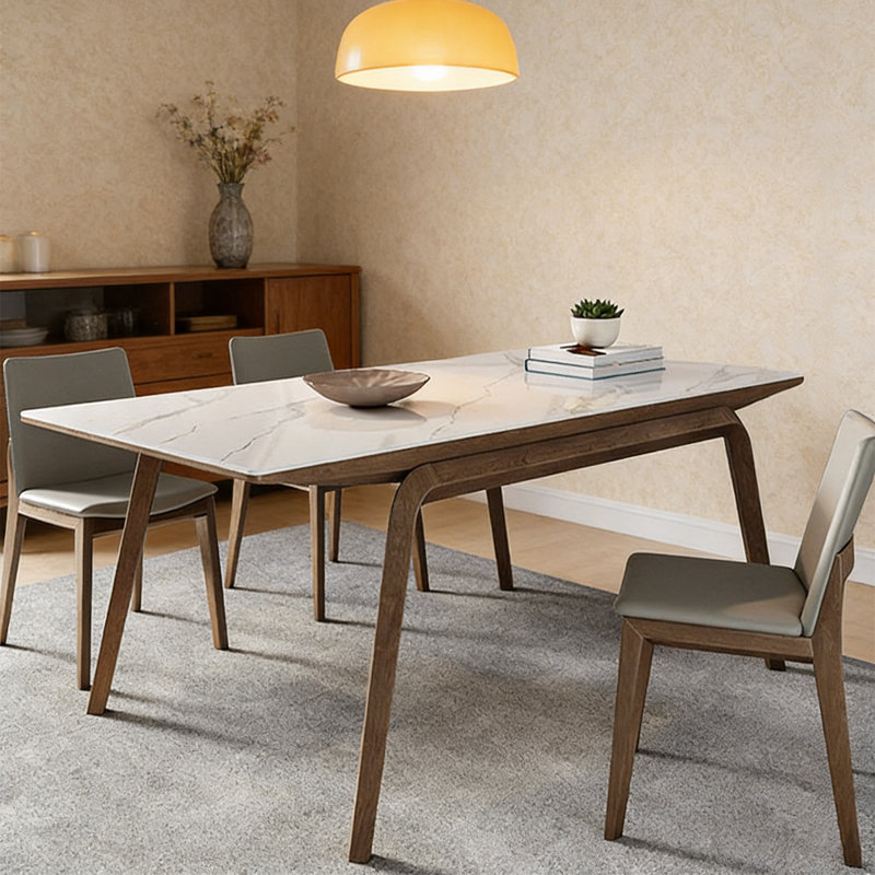 Rectangular minimalist dining table, 29.53"H x 62.99"L x 31.5"W