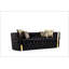 Button Tufted 2 Pc Sofa Set With Velvet Fabric And Gold Accent