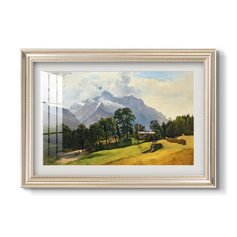 Montagnes à Berchtesgaden-Friedrich Gauermann-Impression encadrée personnalisée, 16 po x 22 po, Étain satiné