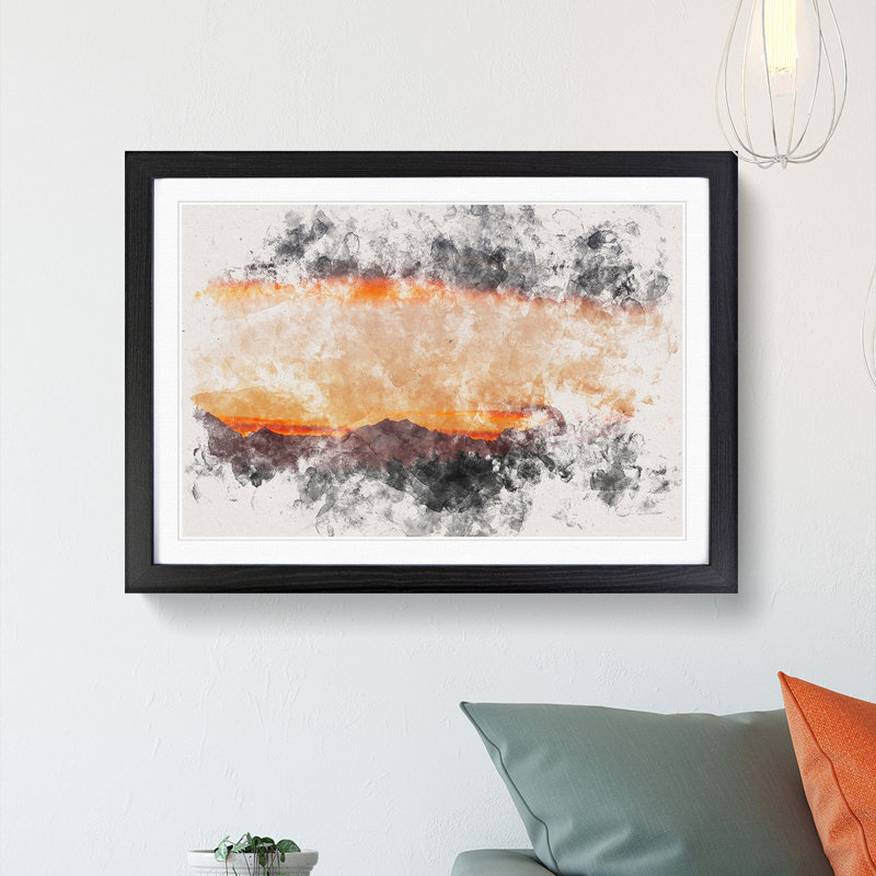 Mountains Beneath the Clouds - Framed Print, 62cm H x 87cm W x 2cm D, Black Framed