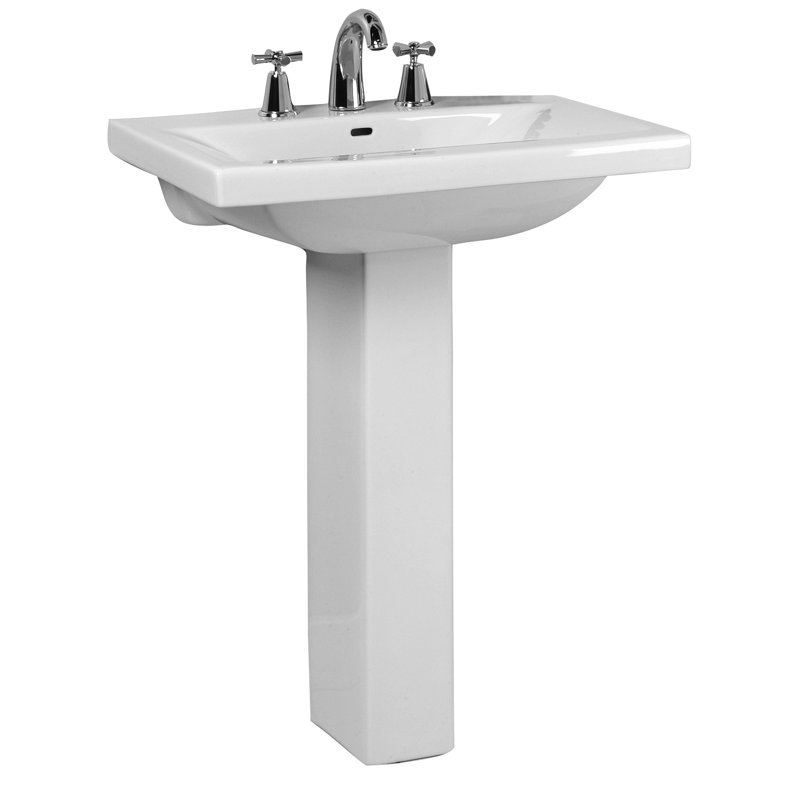 Barclay Mistral White Vitreous China Rectangular Bathroom Sink with Overflow, 32.5" H x 15.12" W x 20" L, 8" Centers
