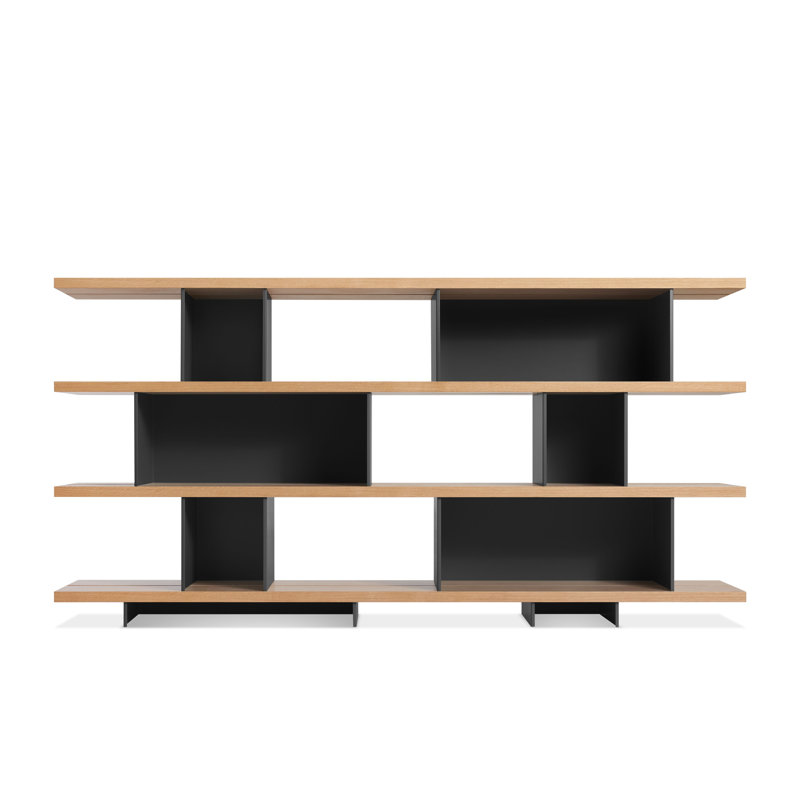 Happy Day Bookcase, White Oak/Oblivion	, (4 Shelves) 41" H x 81" W x 14" D
